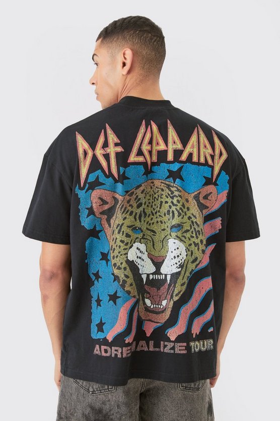 Oversize T-Shirt mit lizenziertem Def Leppard Print