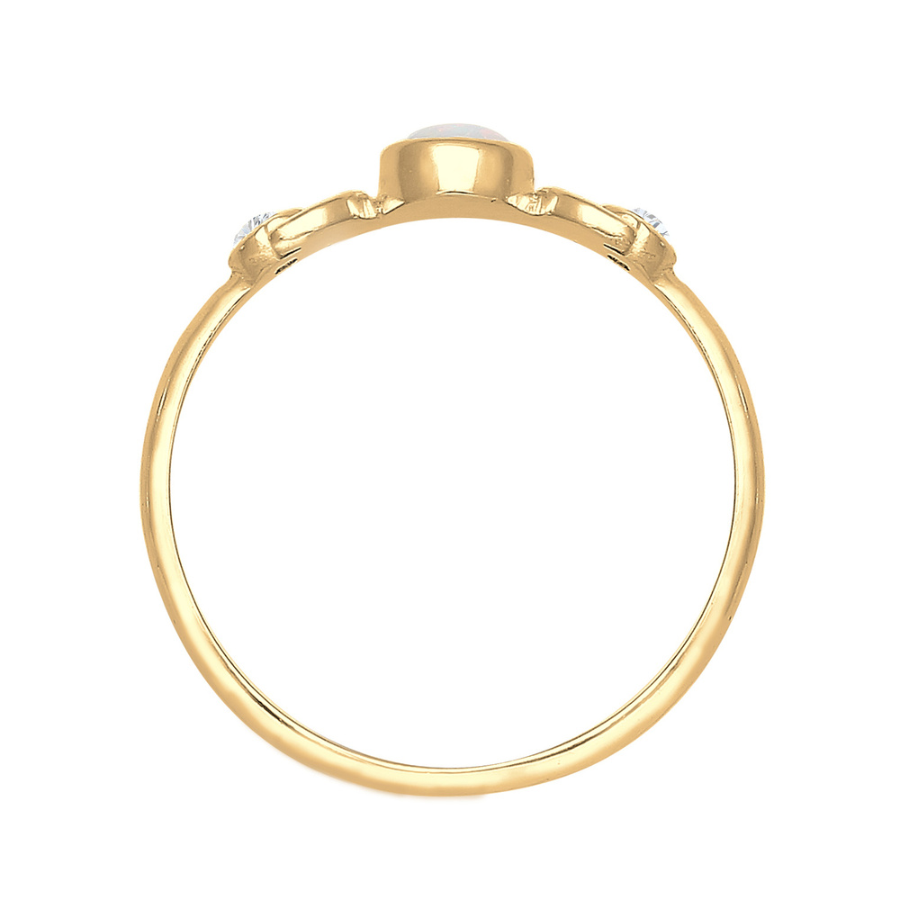 Elli Elli Bague Demi Lune Astro Bague Femme - (925/1000) Argent Cristal Zircone Opale Bague