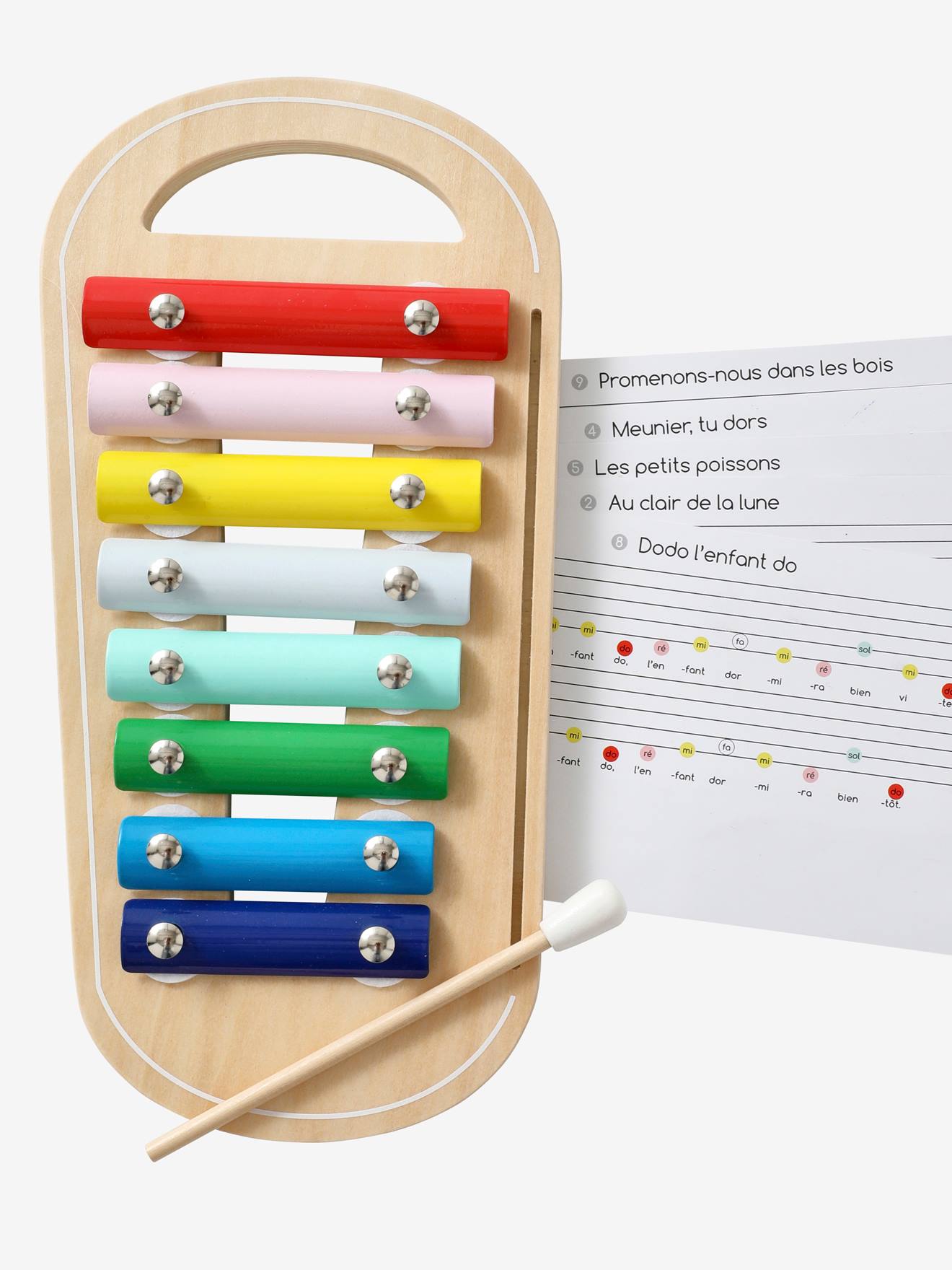Vertbaudet Kinder Xylophon mit Noten, Holz FSC - mehrfarbig