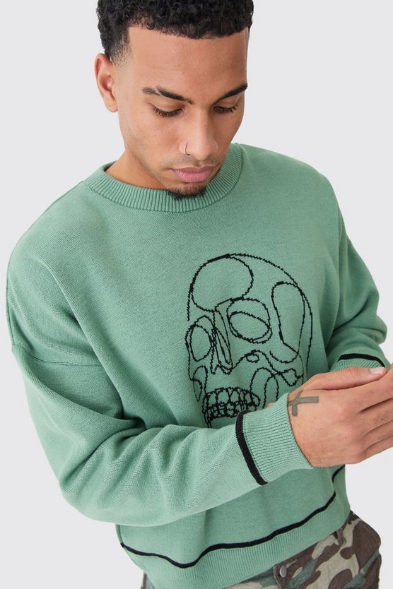 Kastiger Oversize Pullover mit Kontrast-Naht