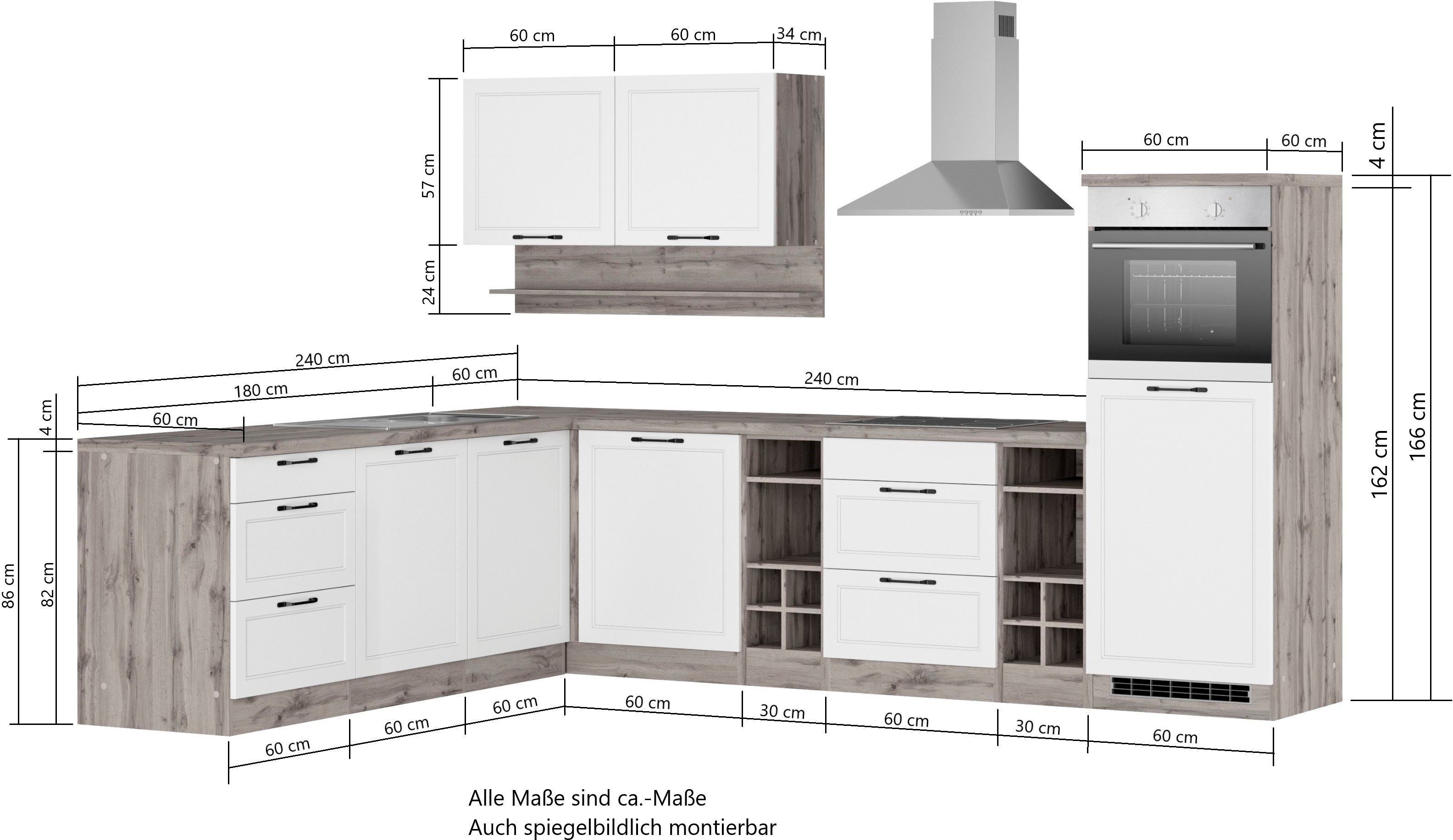 HELD MÖBEL Küche Lana, Stellbreite 240/300 cm, wahlweise mit E-Geräten