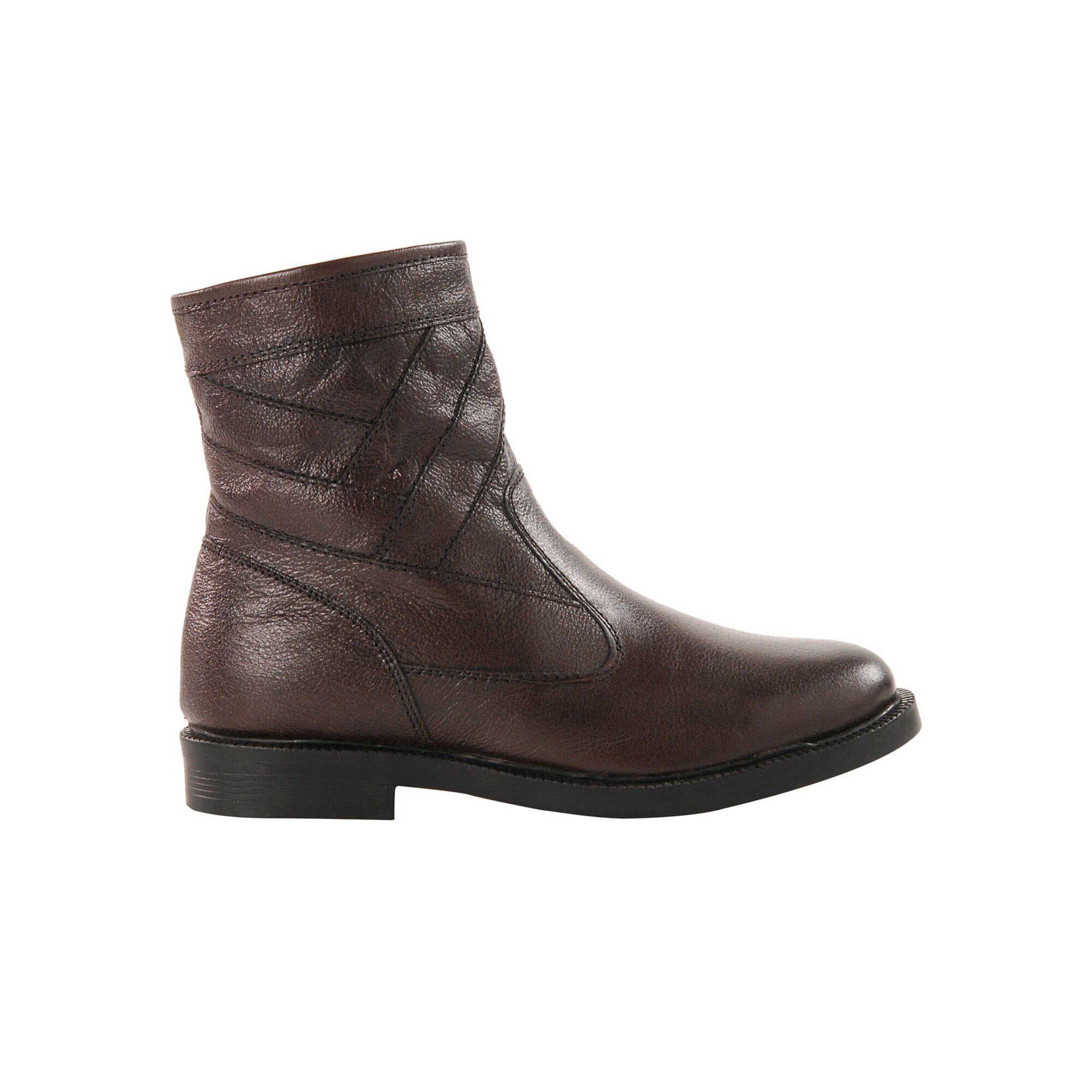Botillons zippés cuir fourrés laine