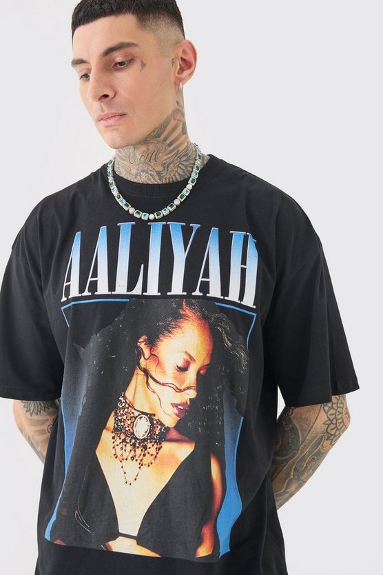 Tall T-Shirt mit lizenziertem Aaliyah-Print