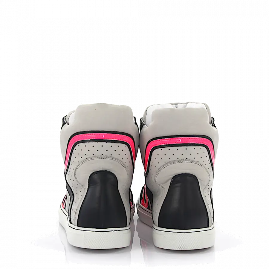 Dsquared2 - Sneaker high Nappaleder Nubukleder Leo Print grau pink schwarz - grau