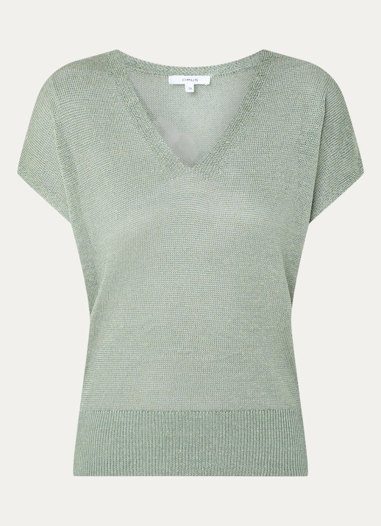 OPUS Pecki semi-transparent chunky knit top in linen blend