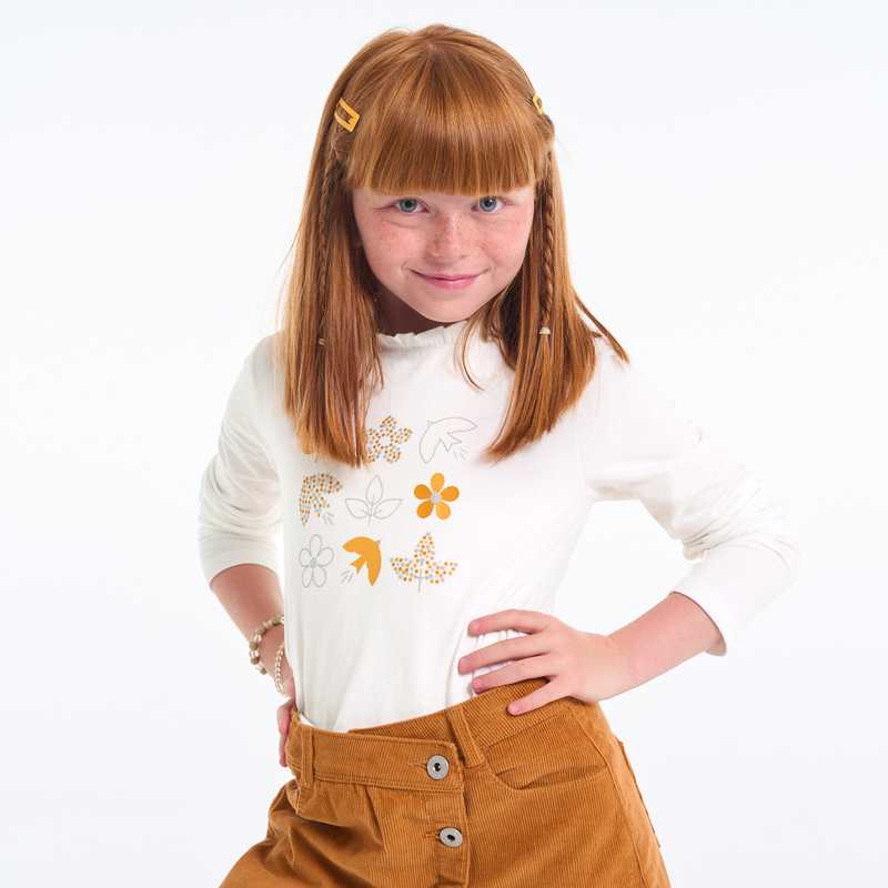 T-shirt manches longues à motifs jaune fille
