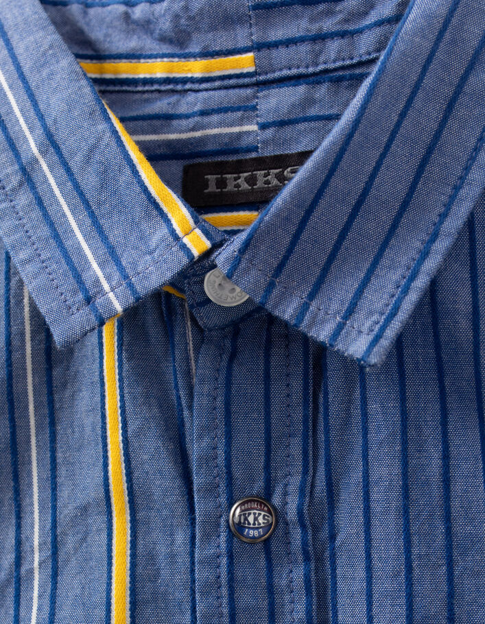 Chemise bleue avec mix rayures garçon