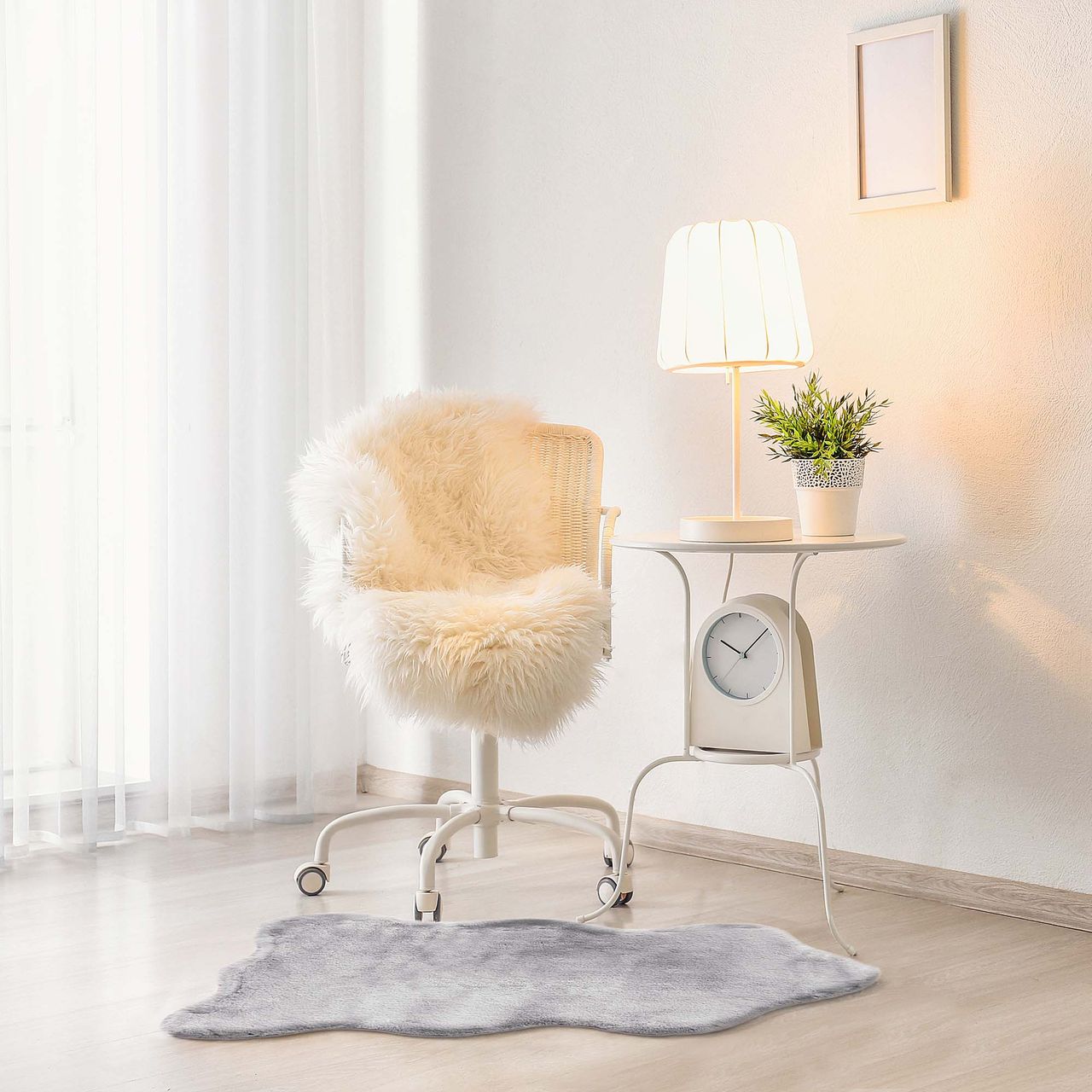 HOMCOM Kunstfell Hochflor Grau 80 x 55 x 3 cm