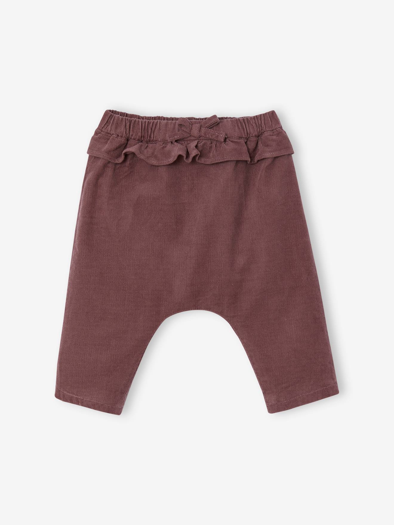 Pantalon bébé en velours aubergine