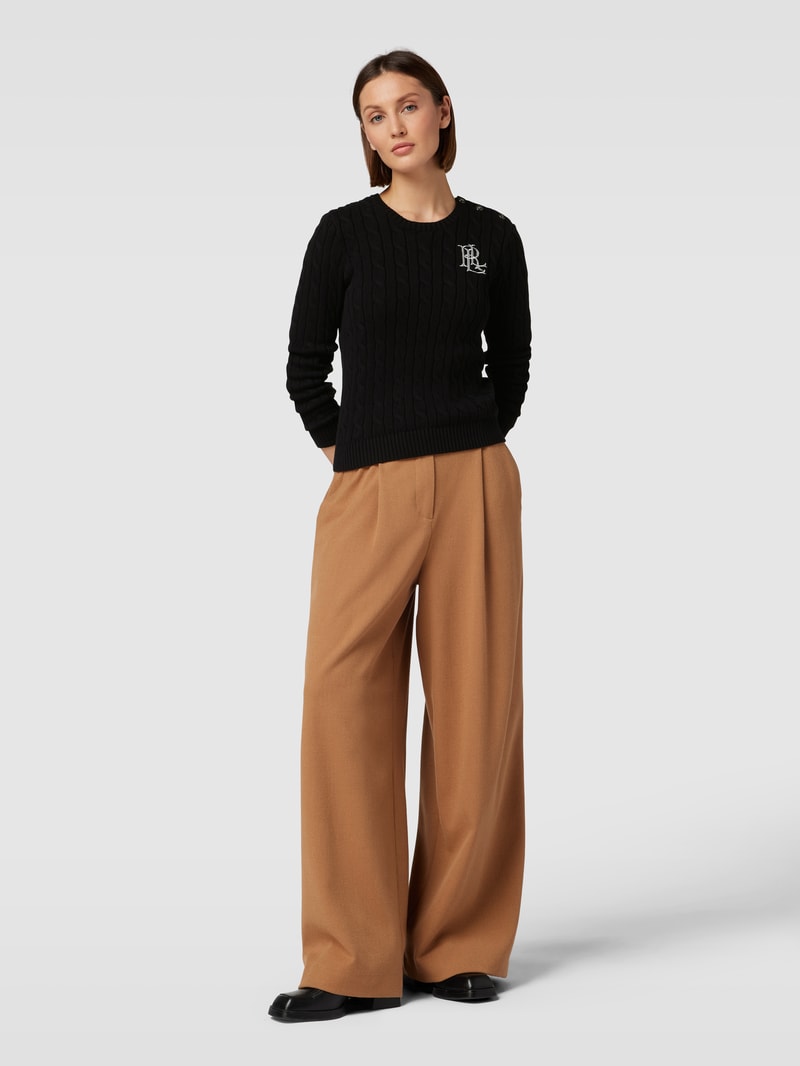 Strickpullover mit Zopfmuster in black