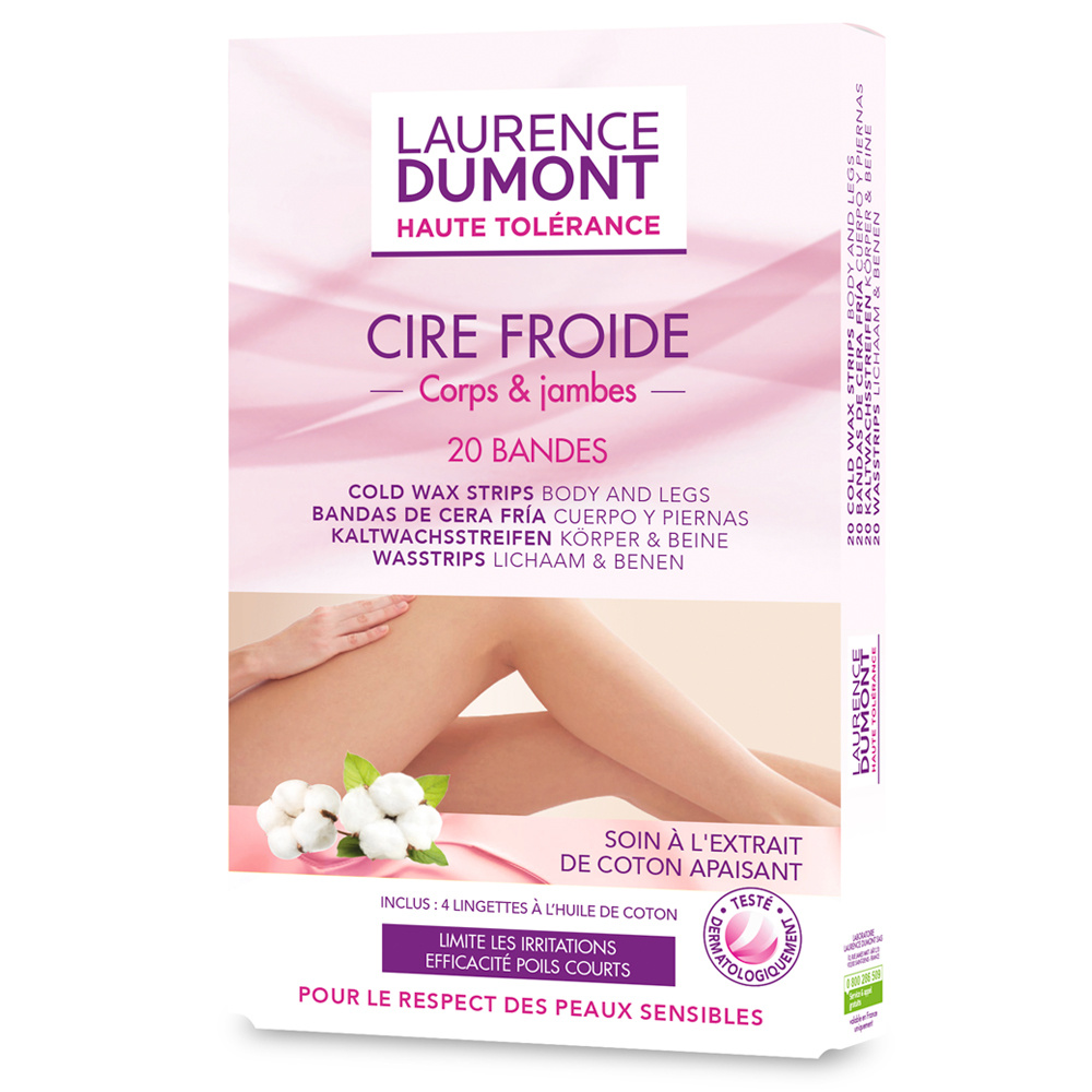 Laurence Dumont 20 Bandes de Cire Froide - Idéal pour les peaux sensibles Corps & Jambes