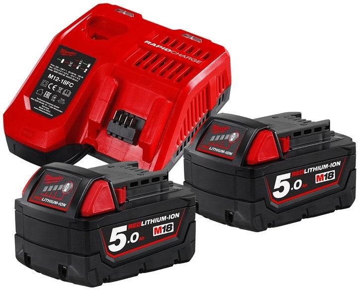 Accesorii Milwaukee 4933459217 M18 NRG-502 - M18 B5 DUO Pack 18V 5.0Ah Redlithium-Ion + Încărcător M12-18FC