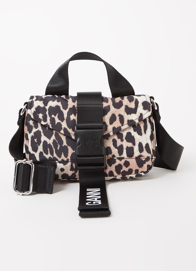 Miniaturní taška Ganni z recyklovaného materiálu s leopardím potiskem