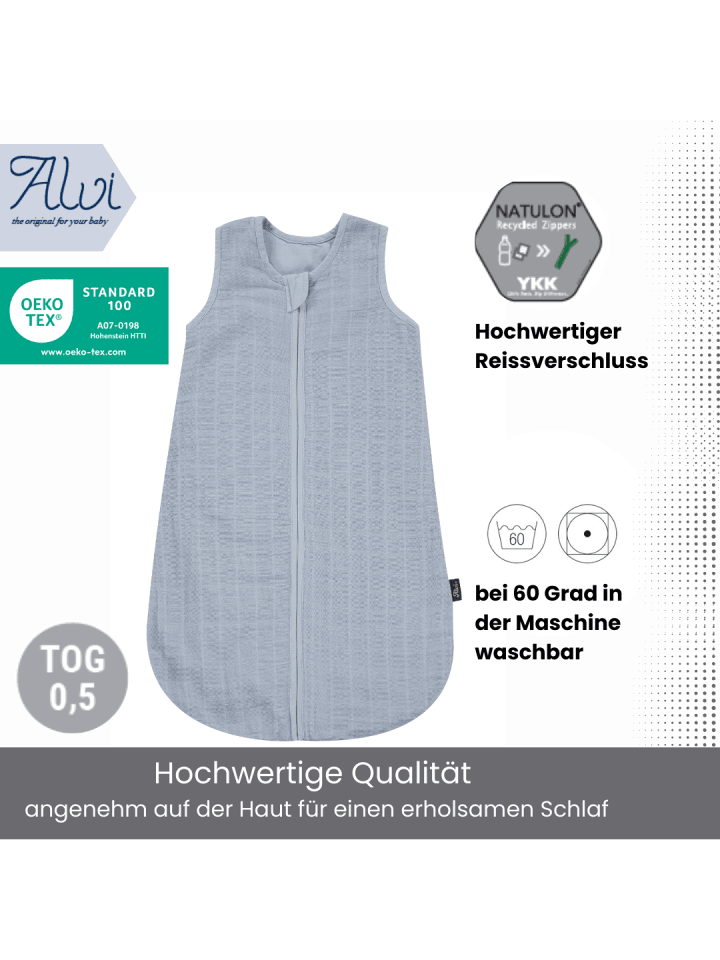 Kinderhaus Blaubär Alvi Mull-Schlafsack TOP in Uni Blau günstig kaufen