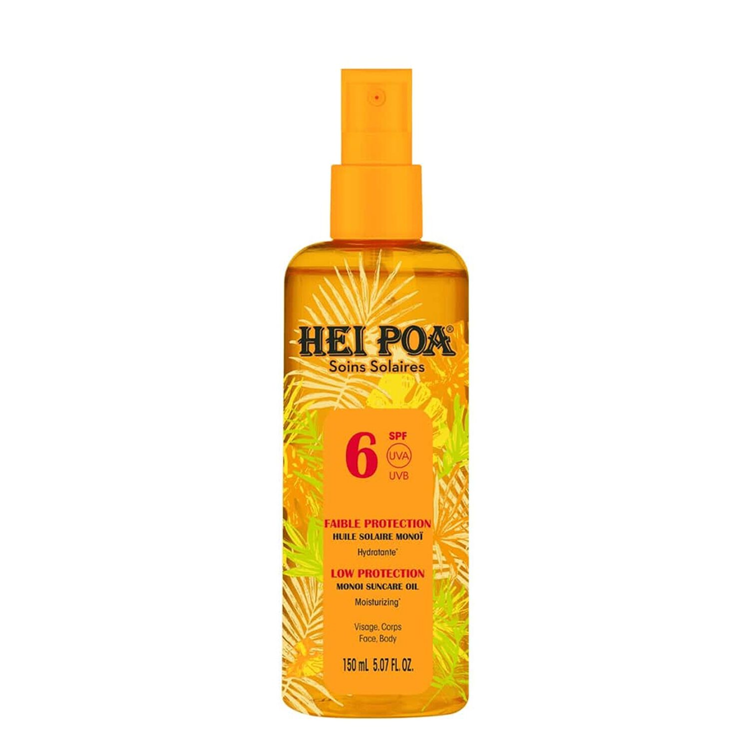 Hei Poa Huile de Protection Solaire SPF6 Parfum Tiaré Spray 150 ml