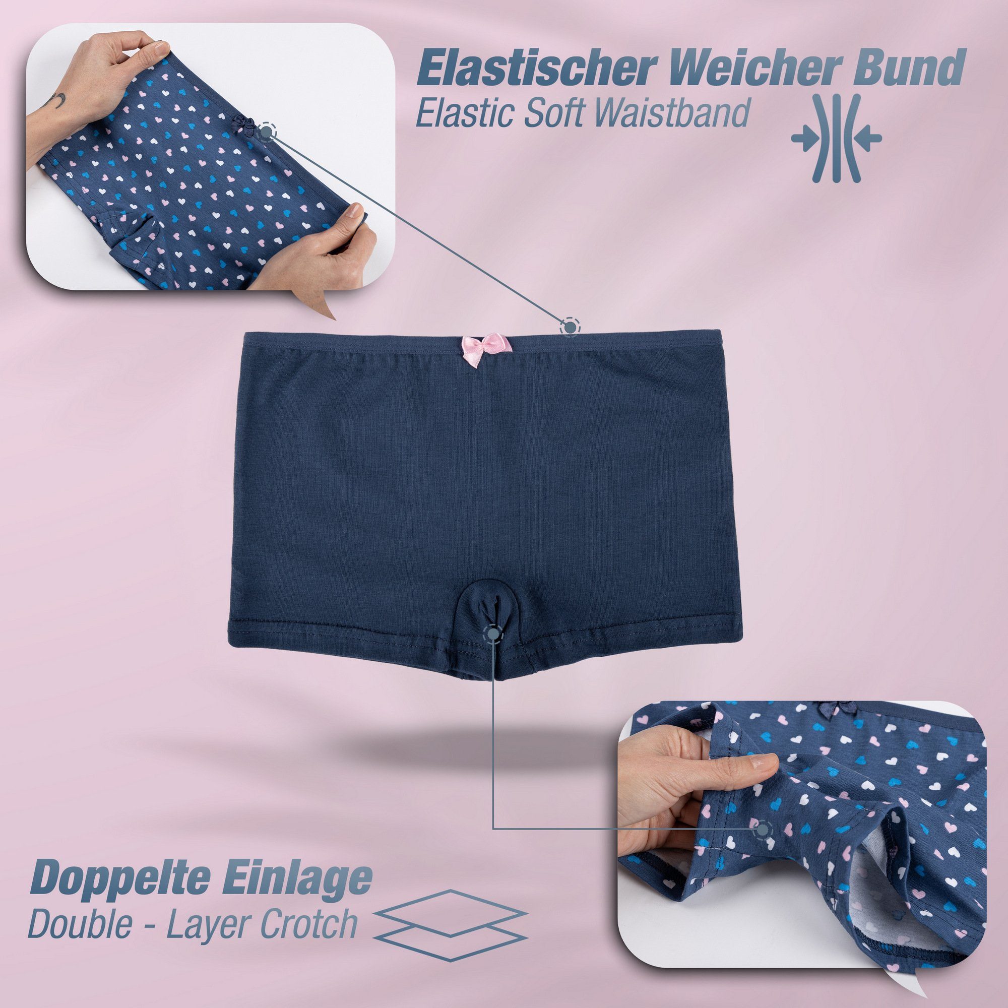 LOREZA Panty 10 Mädchen Pantys Unterwäsche Baumwolle - Herz Muster (Spar-Packung, 10-St)