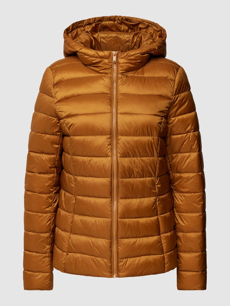 Steppjacke mit Kapuze in senfgelb
