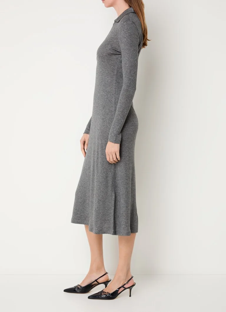 Calvin Klein Fine-knit midi dress in wool blend with V-neck