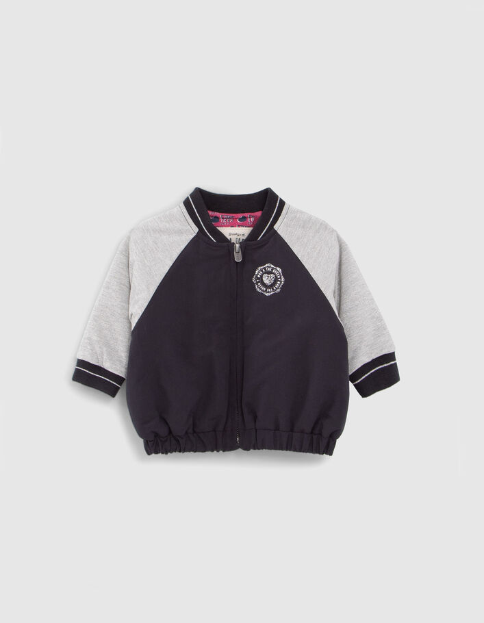 Teddy marine à manches gris lurex bébé fille