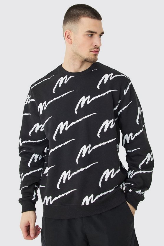 Tall Oversize Man Signature Sweatshirt mit Print