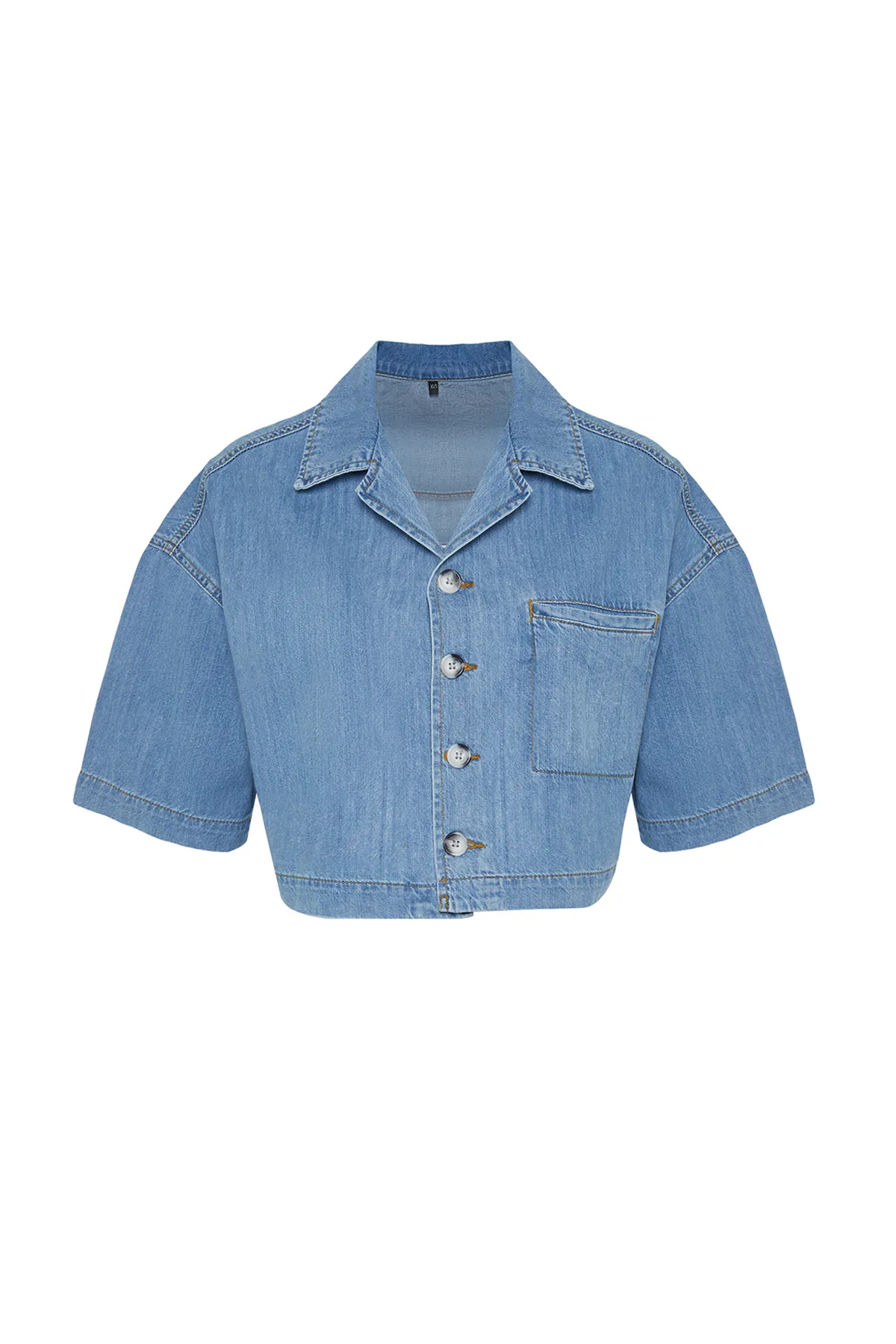 Trendyol Collection  Blaues Kurzarm-Jeanshemd TWOSS24GO00022