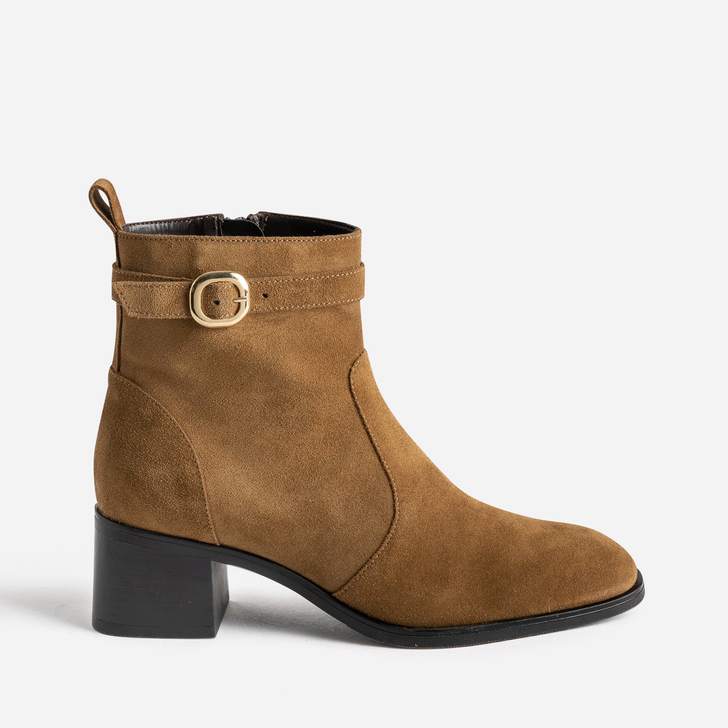 Boots taupe en cuir velours