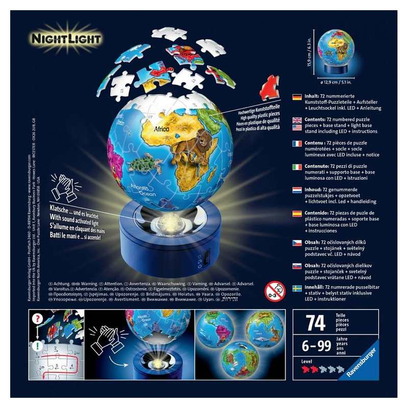 Puzzle 3D Globe illuminé 72 pièces