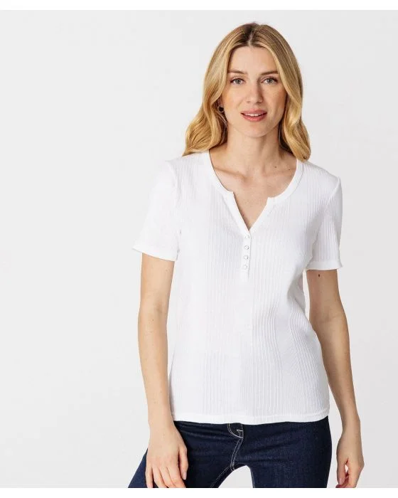Tee-shirt pur coton côtes placées