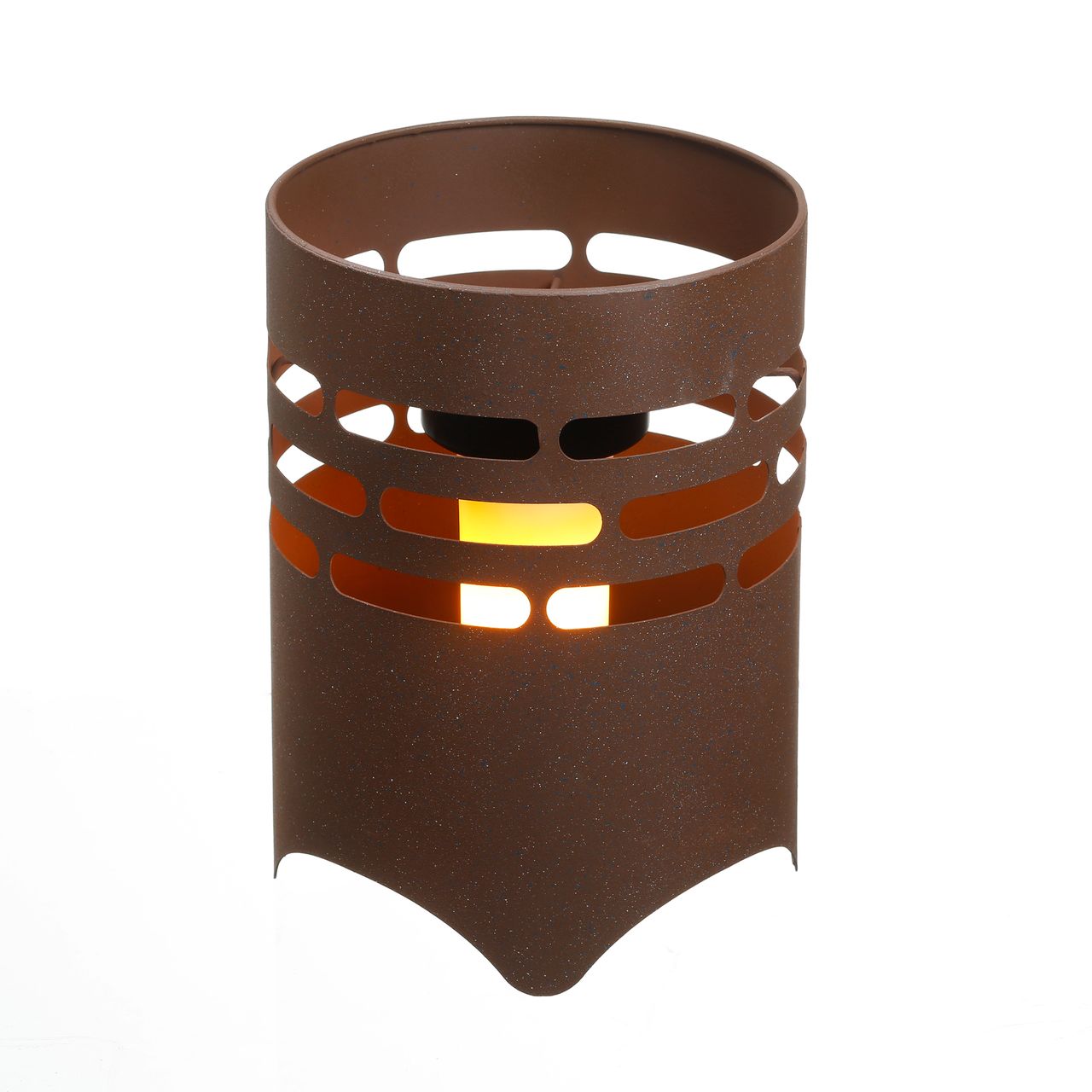 Gartenfreude AMARE Solar Garten Windlicht Feuerstelle in moderner Rostoptik Warmweiß mit Flammeneffekt, rund, 18,5 x 18,5 x 25,5 cm, Dämmerungssensor