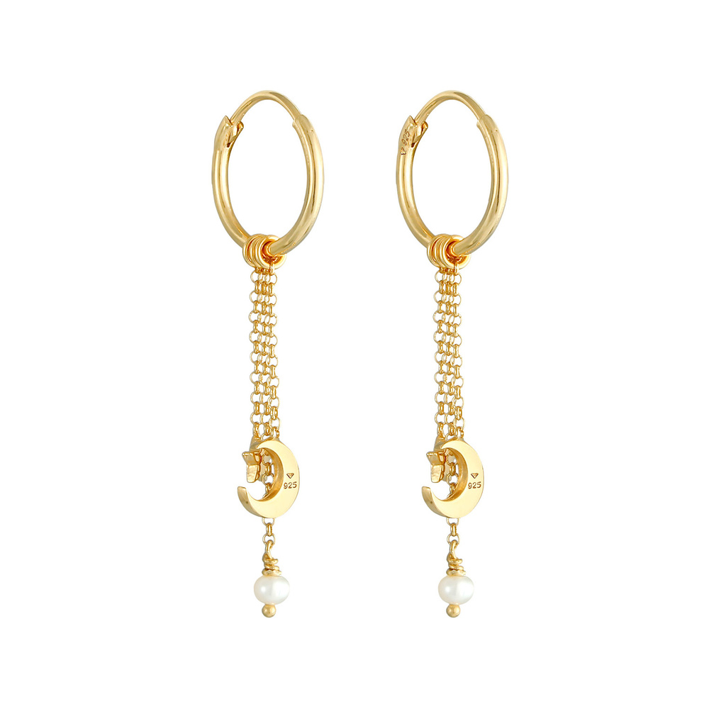 Elli Elli Boucles d'Oreilles Blogueuse créole de tendance astro-lunaire avec des perle Boucles d'oreilles