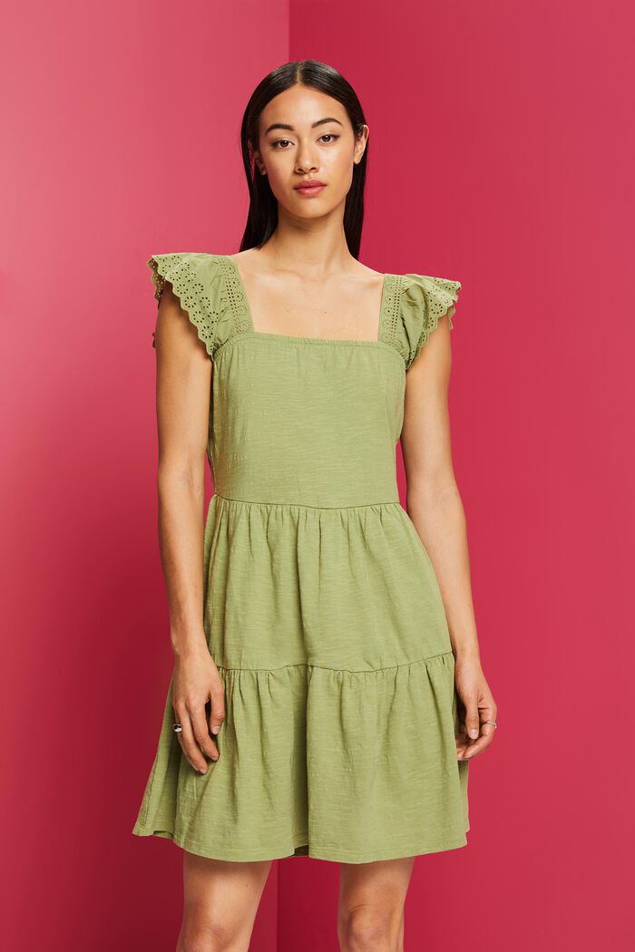 Jerseykleid mit Ärmeln aus bestickter Spitze