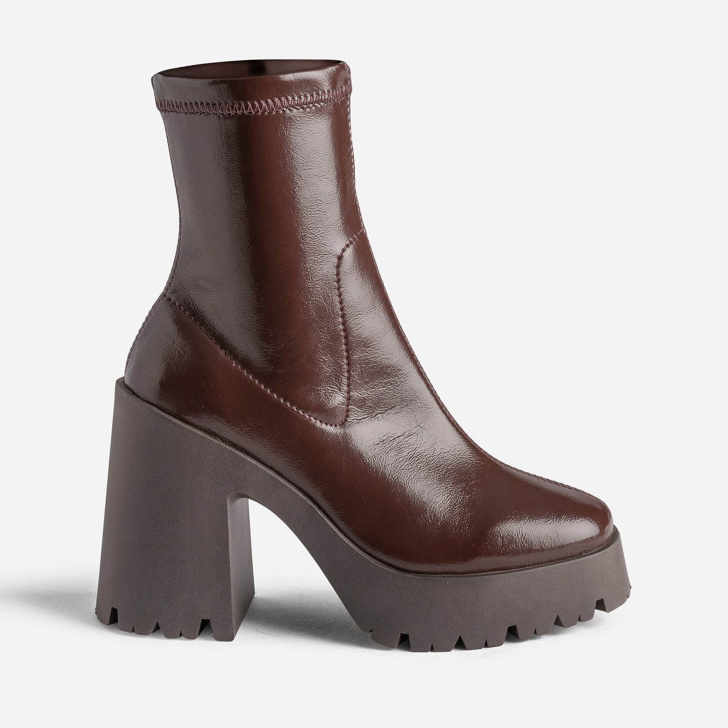 Boots TEXTO marron rougi verni à plateforme