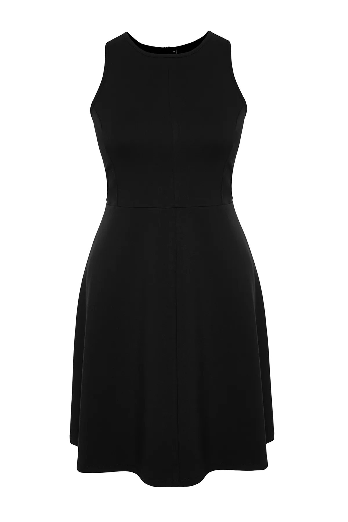 Trendyol Curve  Schwarzes Mini-Strickkleid mit Nähten TBBSS24AH00005