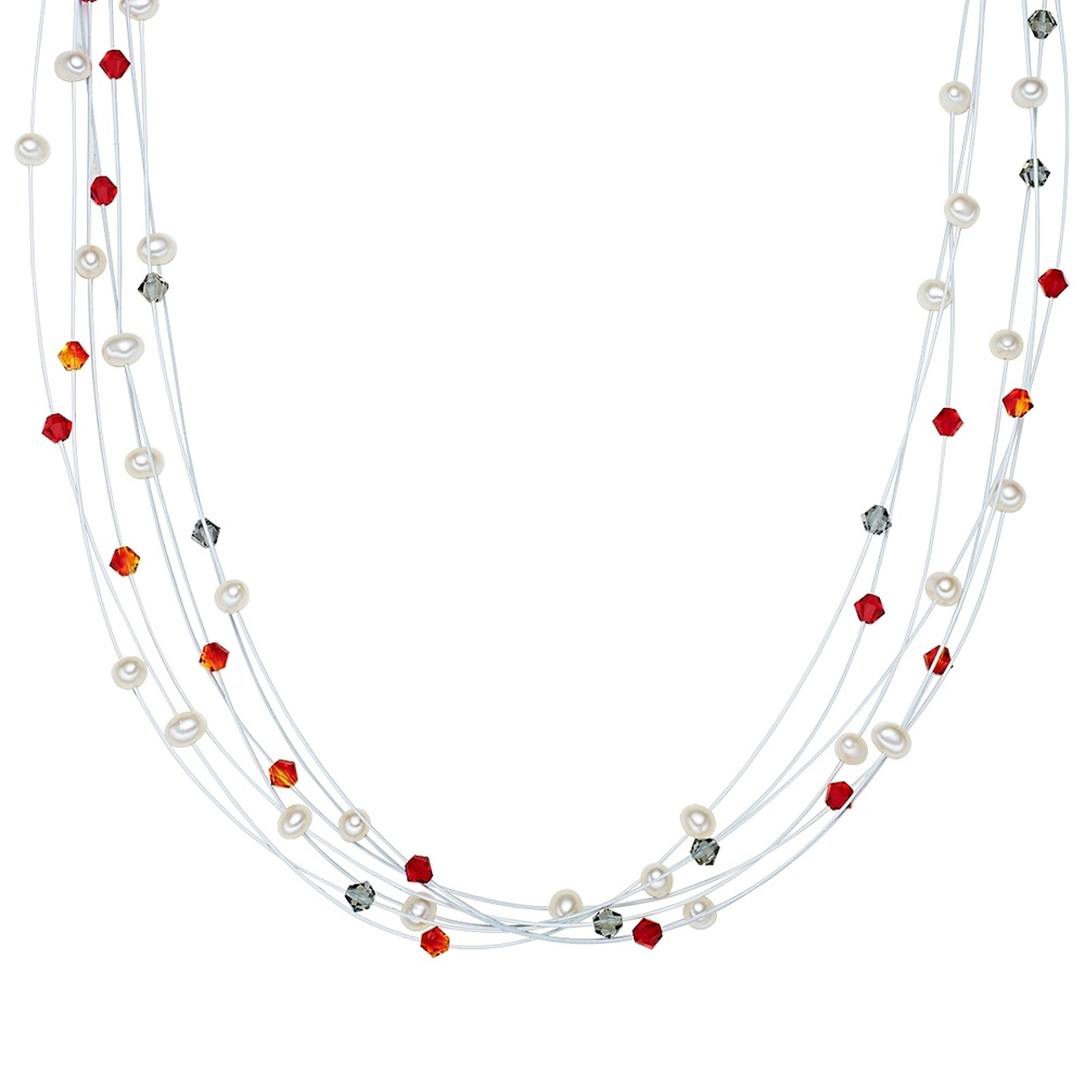 Valero Pearls Collier de perles Perle de culture d'eau douce Orné de cristaux Swarovski Perle d collier