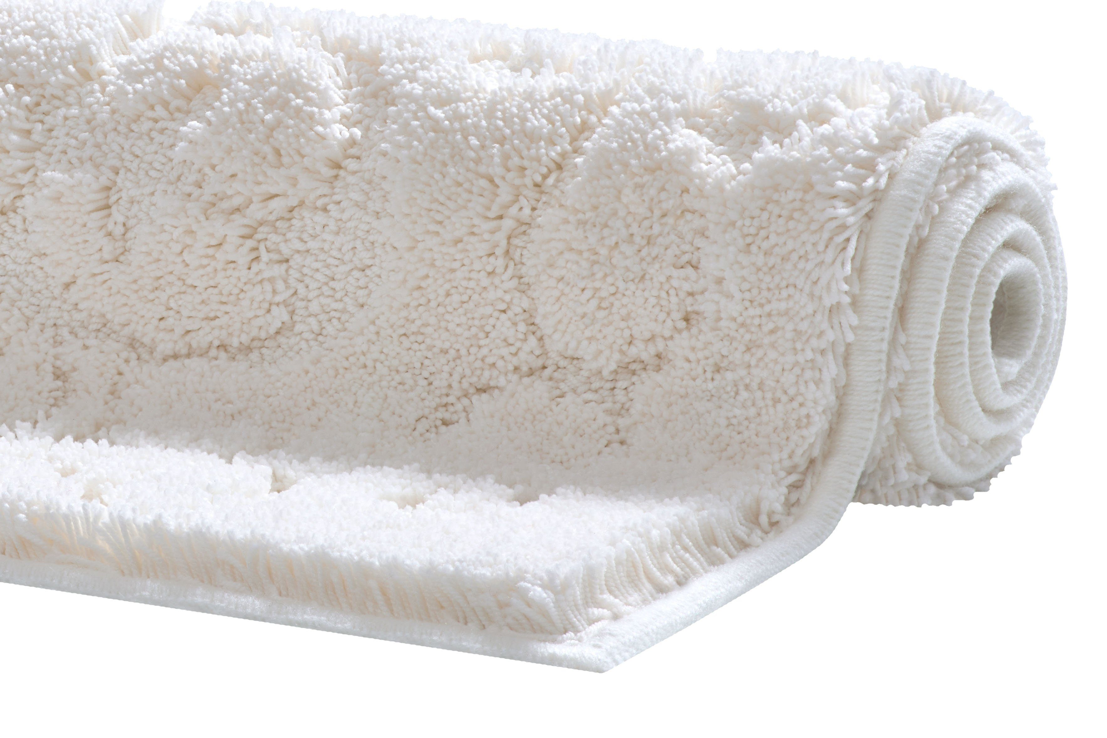 Badematte Sophia Grund, Höhe 22 mm, rutschhemmend beschichtet, Polyester, rechteckig, Hoch-Tief-Struktur, Made in Europe