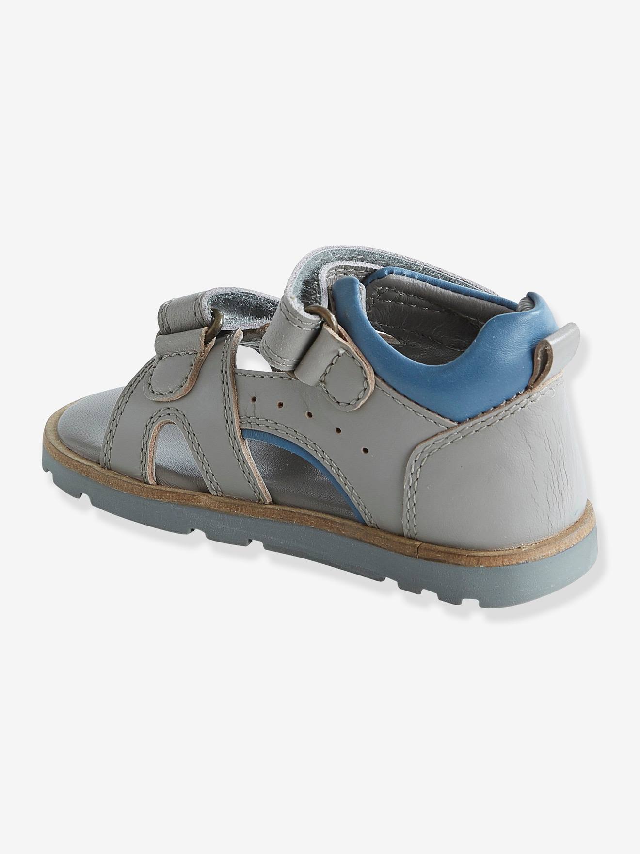 Sandales scratchées bébé garçon en cuir gris