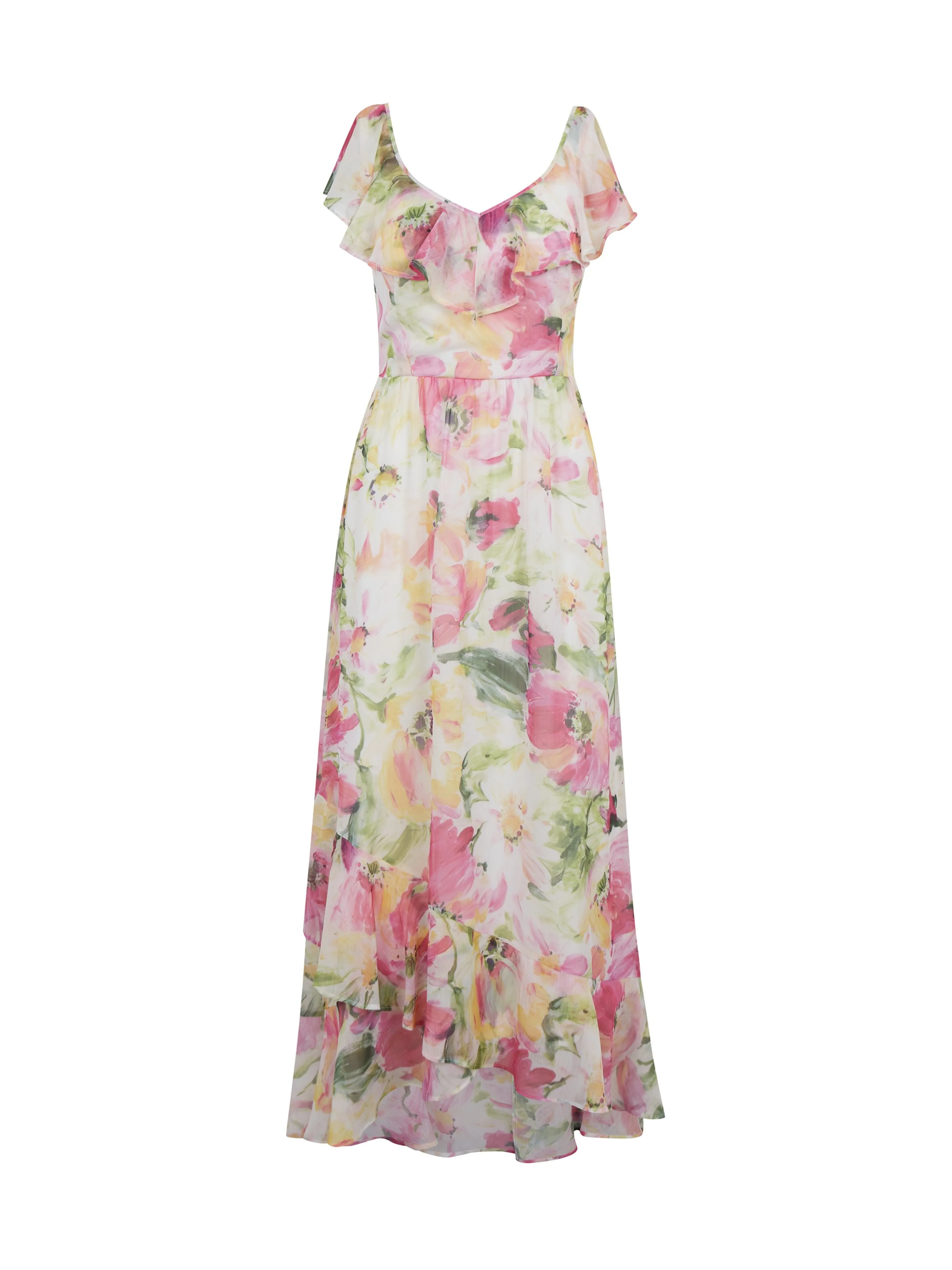 Rosa und weißes Damen-Maxikleid mit Blumenmuster ORSAY