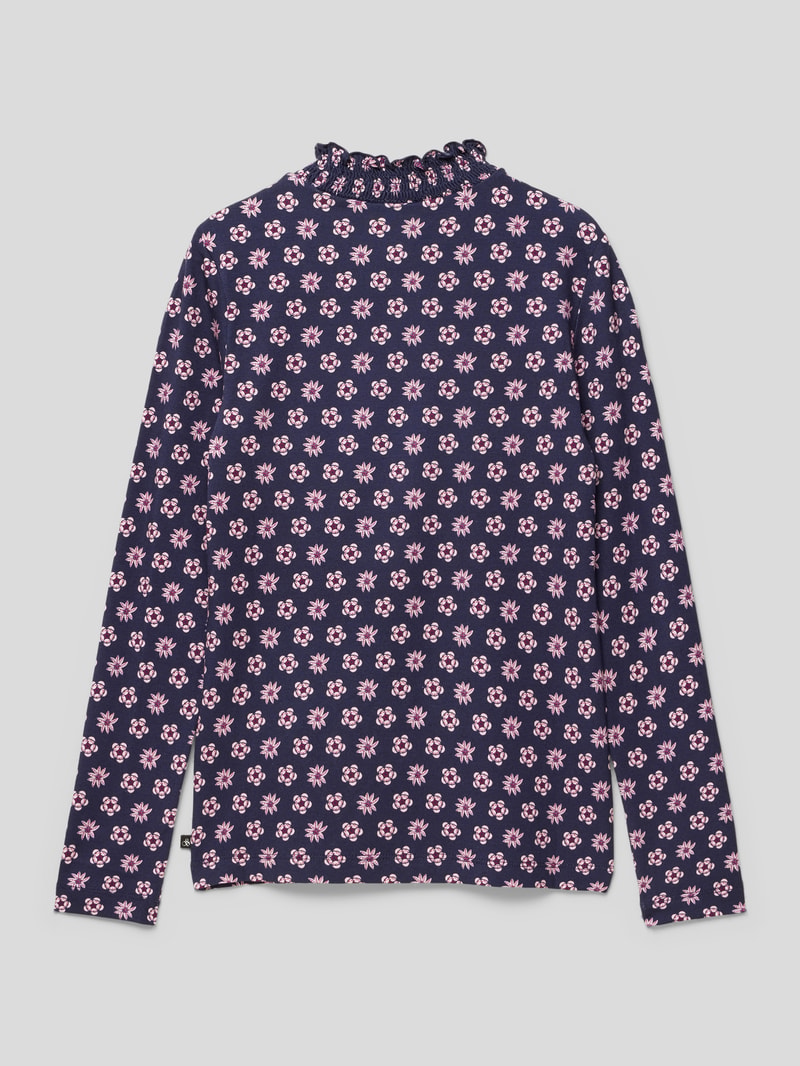 Longsleeve mit Allover-Muster in marineblau