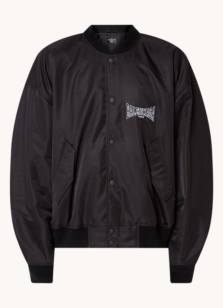 Giacca bomber oversize Balenciaga con logo ricamato