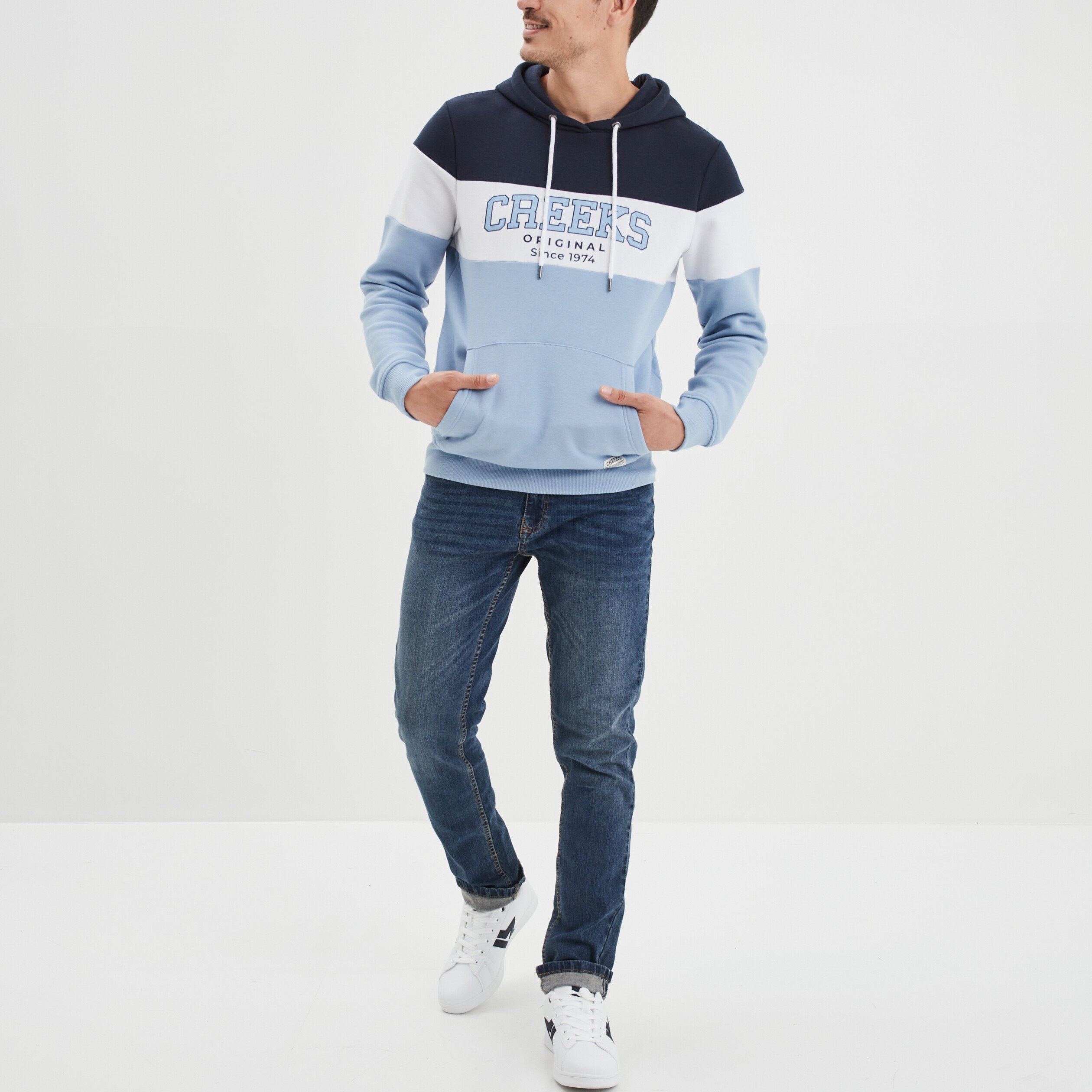 Sweat à capuche hoodie Creeks bleu ciel homme | La Halle