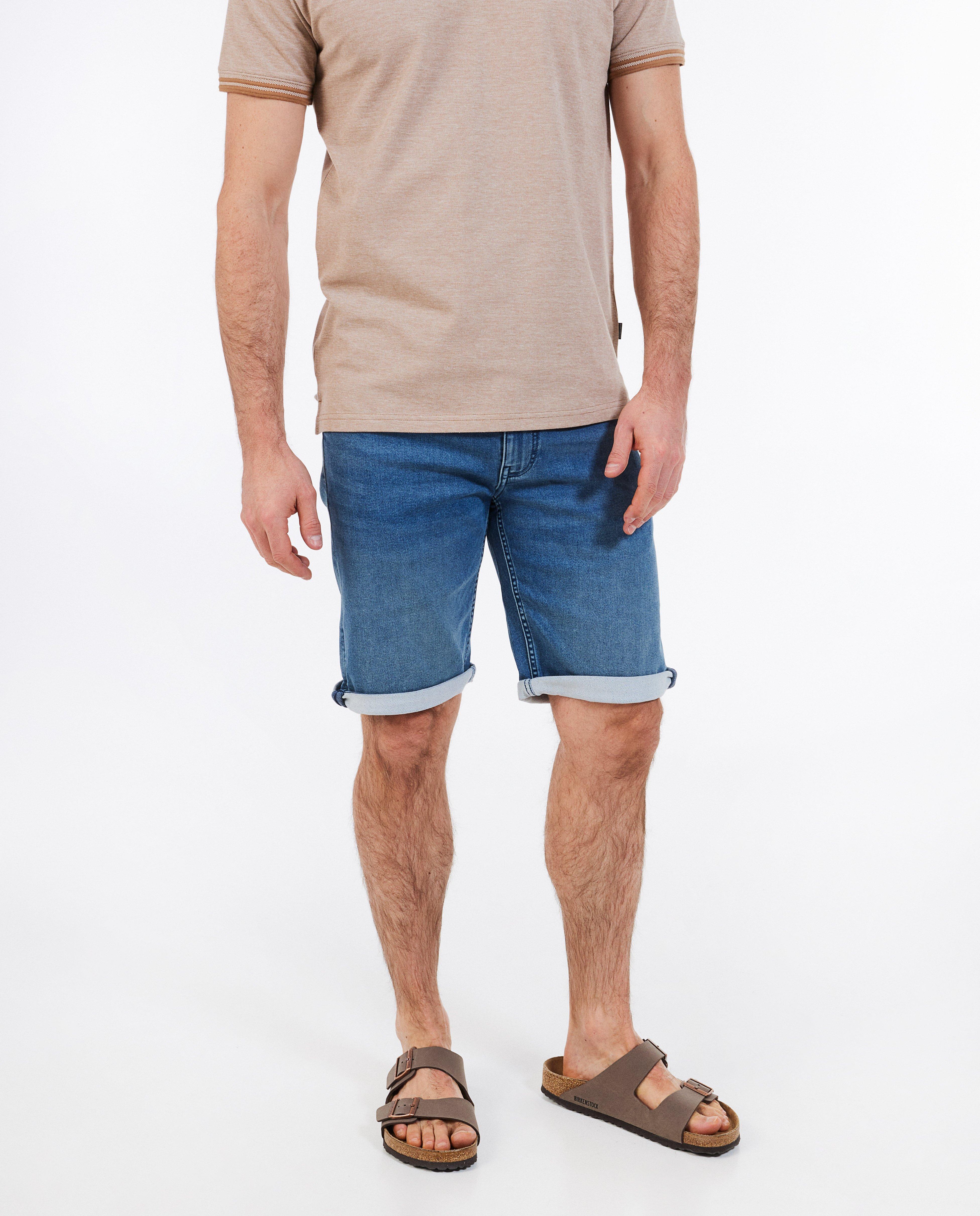 Pantaloni scurți din denim Quarterback Blue, albastru deschis