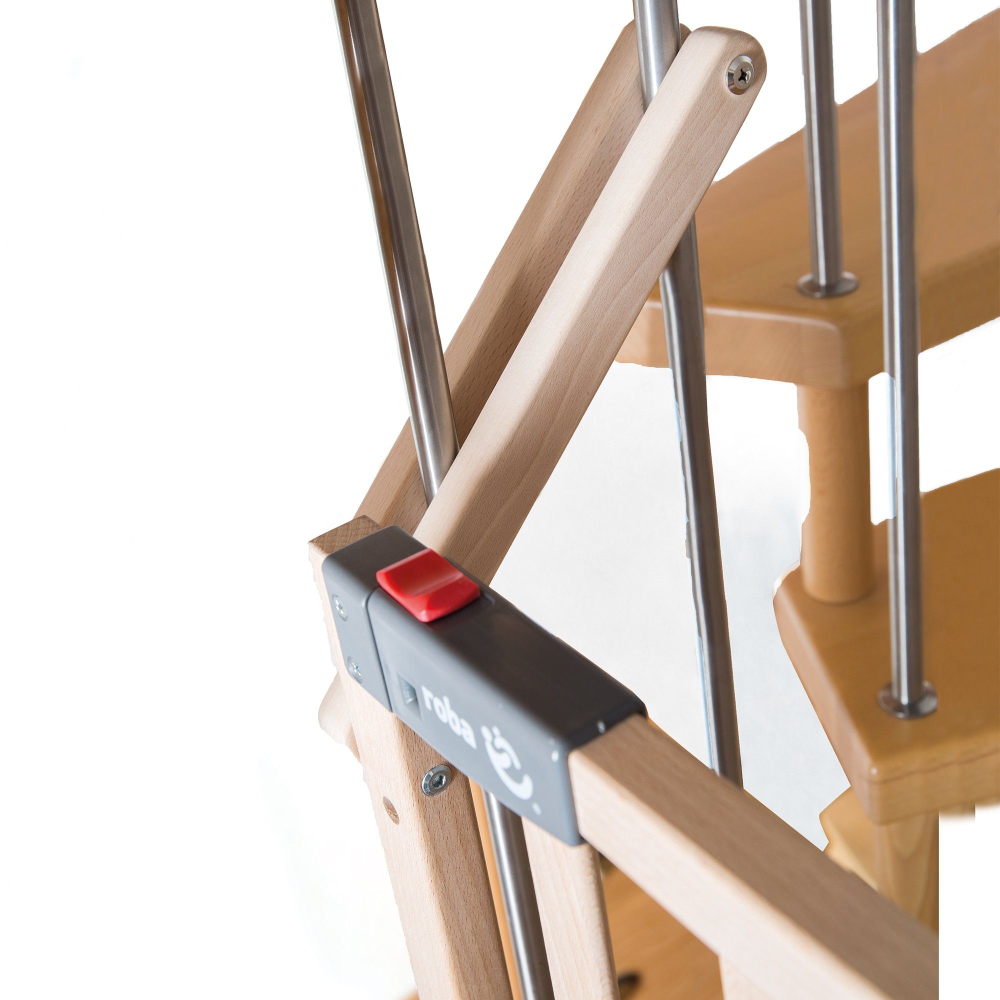 roba® Treppenschutzgitter Safety Up, Schutzgitter mit Ampelfunktion, Buche massiv