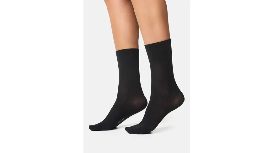 NUR DIE Damen Socken Feine Baumwolle Komfort 940 schwarz