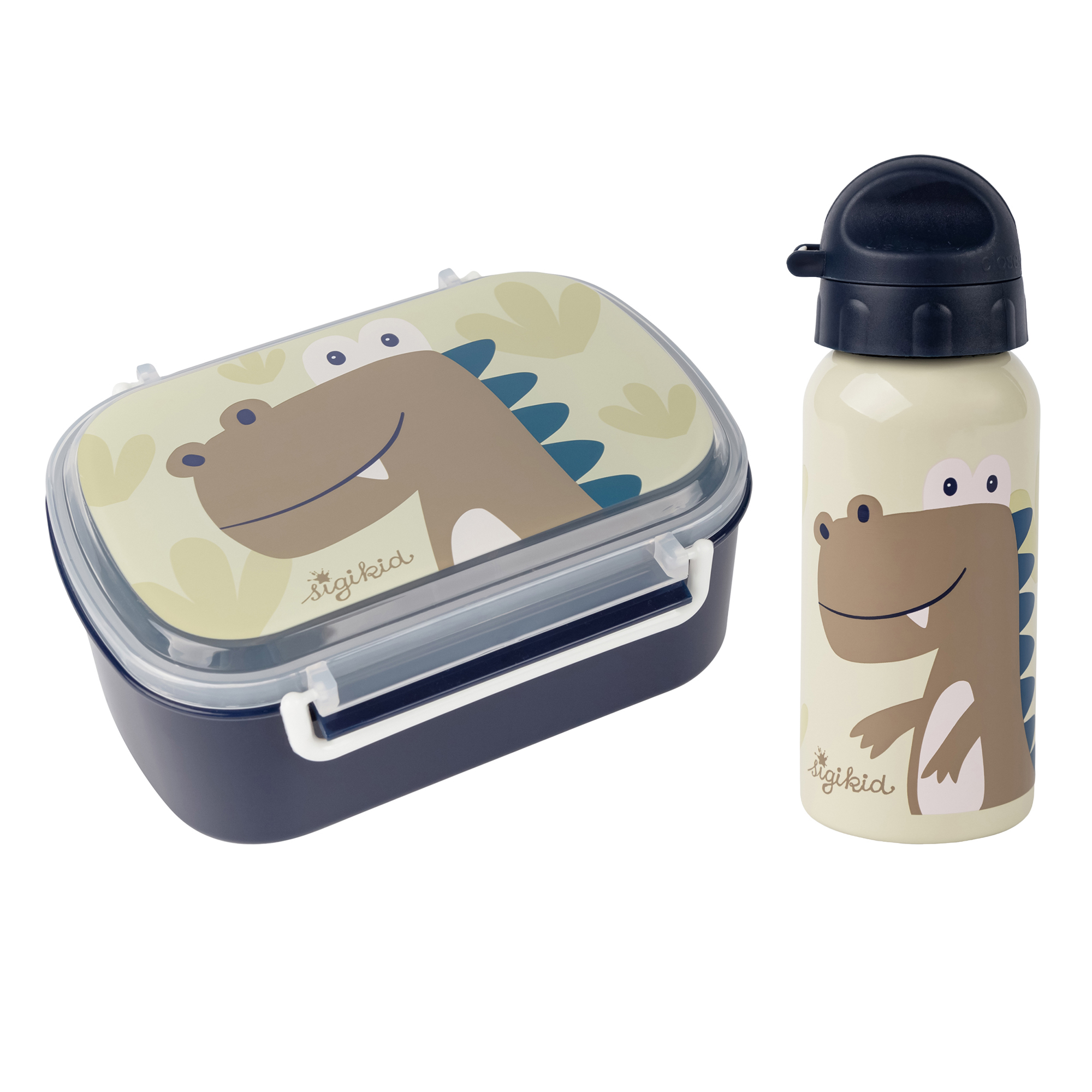Kinder Set Edelstahl-Trinkflasche und Brotbox Dino
