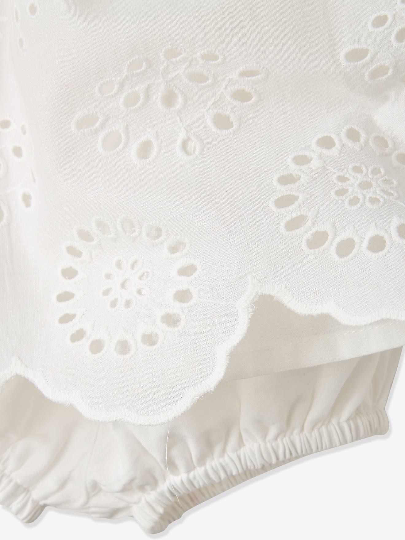 Ensemble de cérémonie bébé robe, bloomer et bandeau ivoire