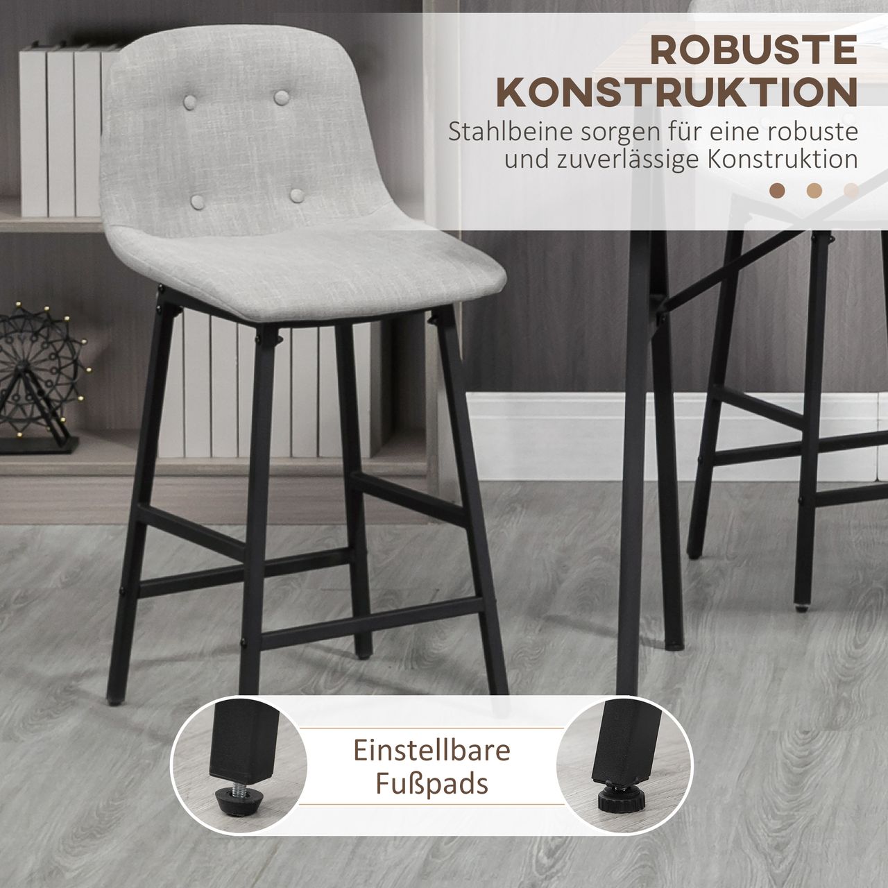 HOMCOM Bartisch mit Barhocker Set, Küchentisch, 5-teilig Essgruppe, Bartisch Set
