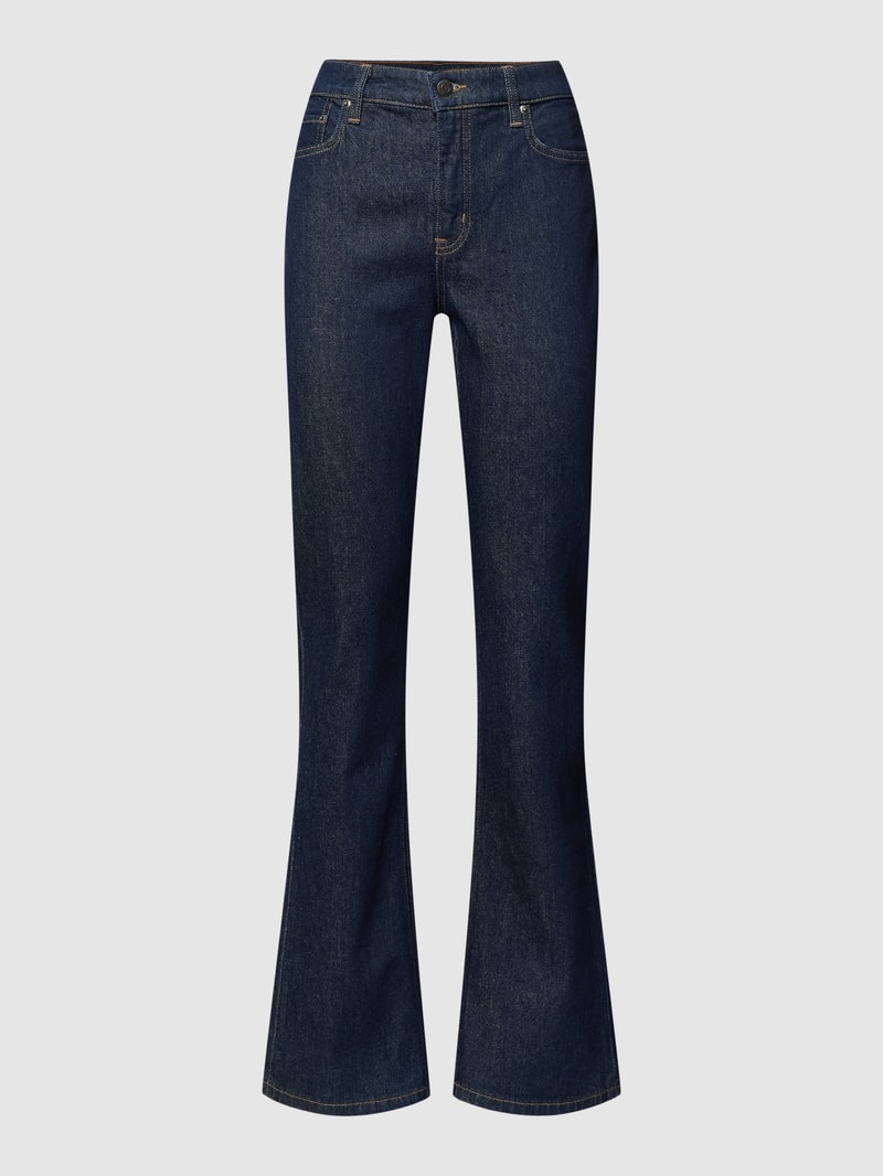 Jeans mit Label-Patch Modell 'HIGHRISE' in marineblau