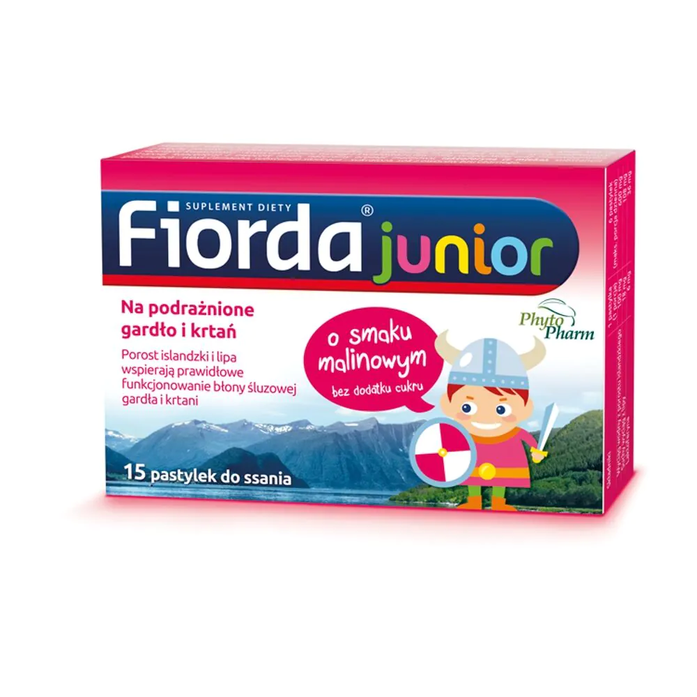 Fiorda Junior, Sugetabletter til irriteret hals og strubehoved, Hindbærsmag