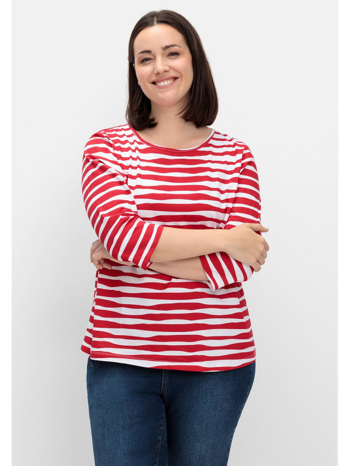 sheego Shirt in rot gestreift günstig kaufen
