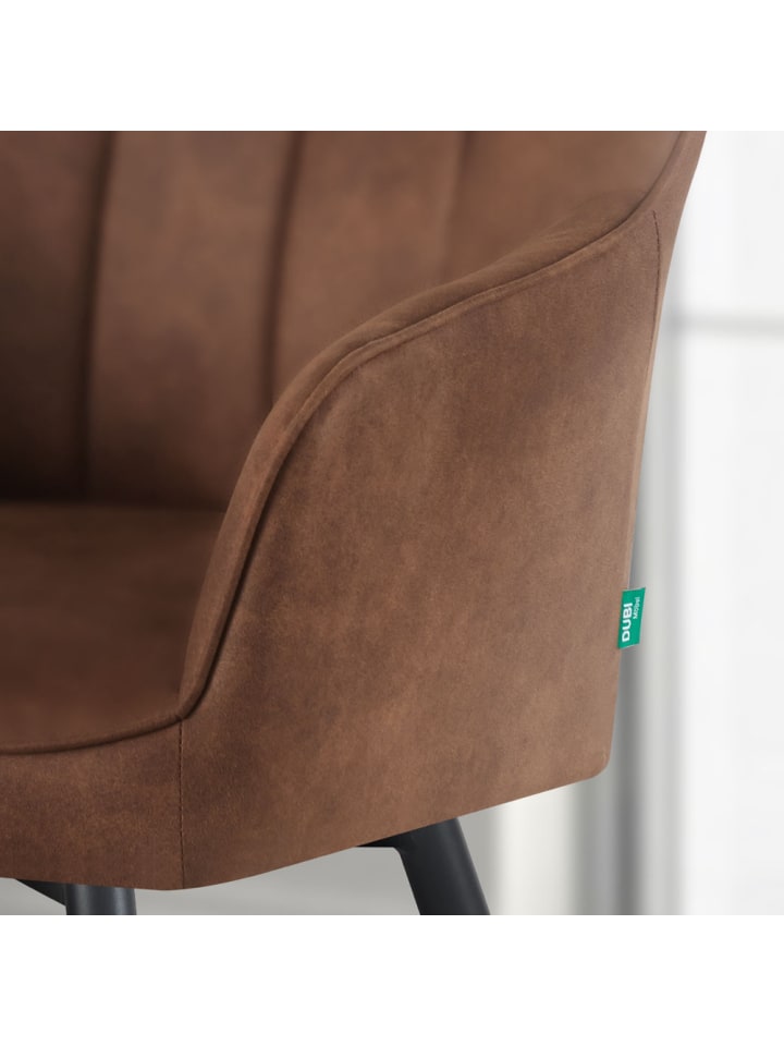 DUBI Möbel 2er-Set: Drehstuhl THOMAS-SANA in Wildleder-Braun- (B)57 x (H)85 x  (T)62 cm günstig kaufen onesize